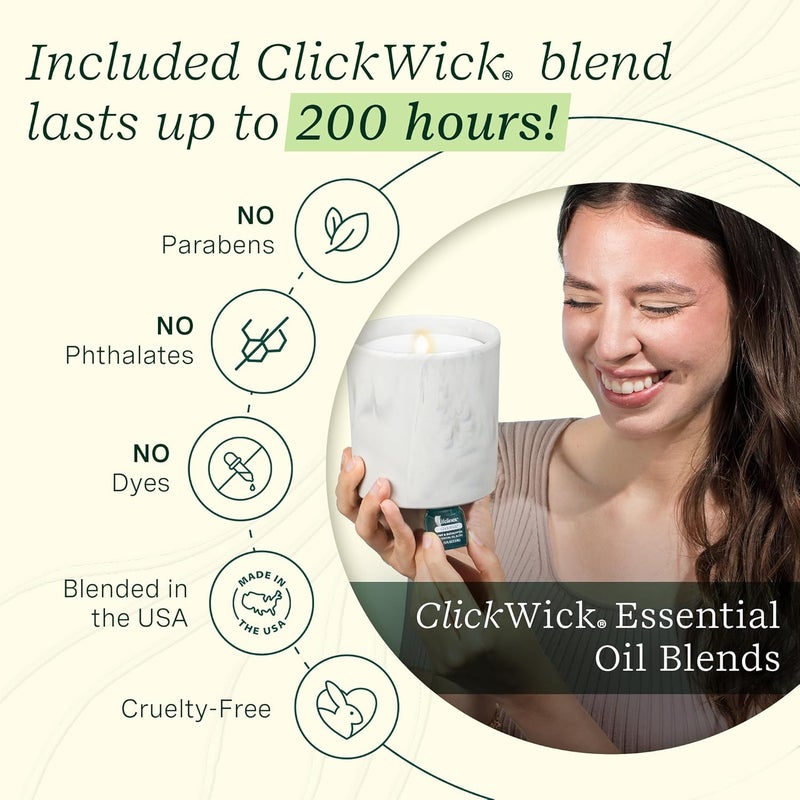 LifeLines Flameless Candle Aromatherapy Essential Oil Diffuser with 2 ClickWick Essential Oil Blends - Cordless & Waterless Diffuser for Home - Scented Electric Candles Blow Out Flame - Olive Jar - Image 5